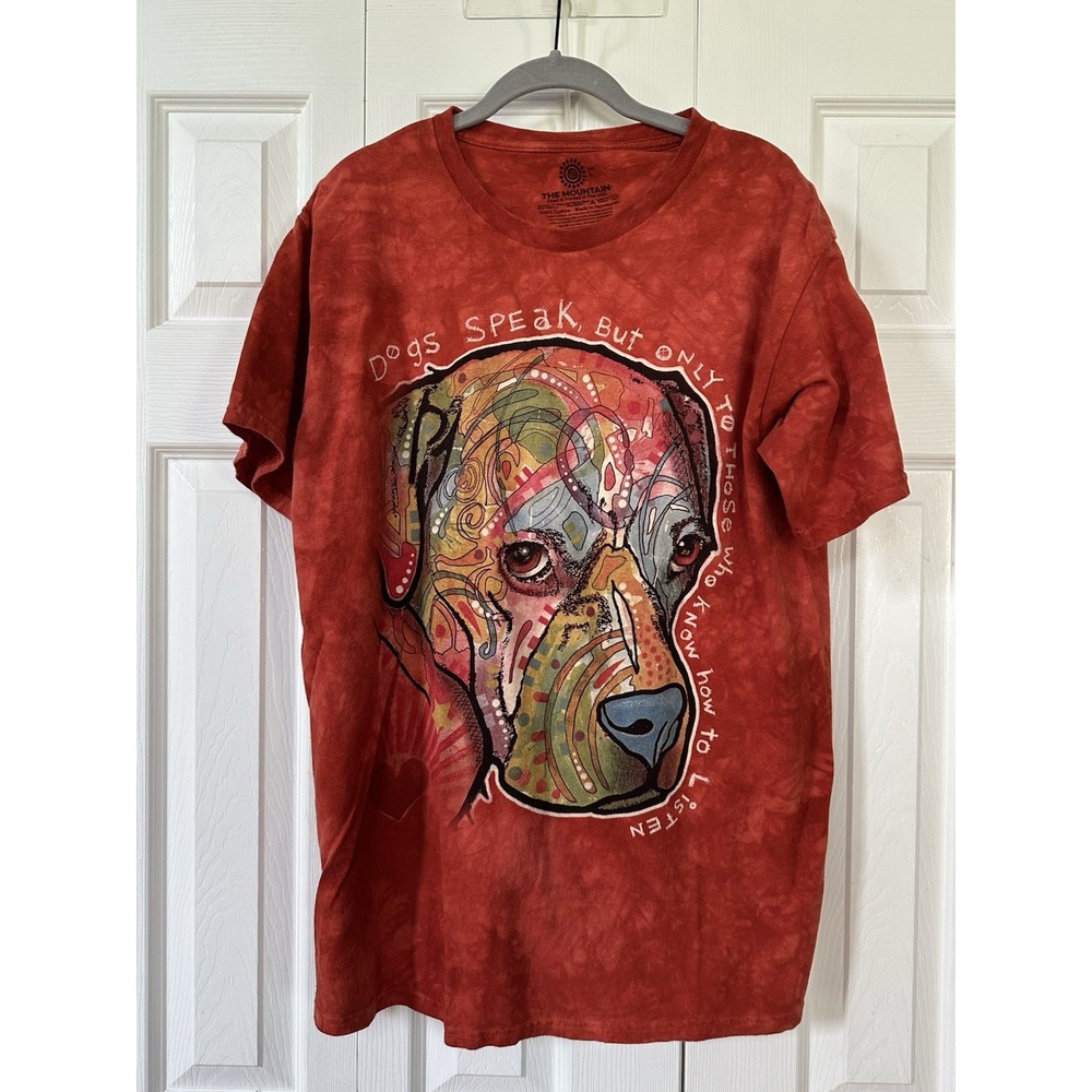 The Mountain T-Shirt Medium Dean Russo Dog Art Tie Dye "Dogs Speak" Sz L